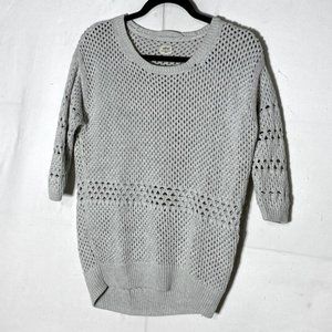 Wilfred Grey Loose Knit Crew Neck Half Sleeve Sweater With Silk &
